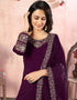 Purple Art Silk Patiyala Salwar Suit Back View