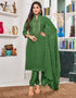 Green Pant style Straight Georgette Salwar Kameez in Embroidery & Lace Work