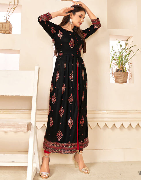 Woodsmoke Pure 14 Kg Rayon Pant Anarkali Closure View