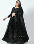 Black Faux Georgette Lehenga Choli Closure View
