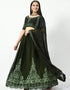 Olive Faux Georgette Lehenga Choli Closure View