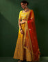 chic yellow ochre silk wedding style lehenga choli with yellow ochre silk 2862-20036 Back View