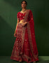 trendy crimson red velvet wedding style lehenga choli with crimson red velvet 2862-20037 Front View