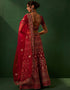 trendy crimson red velvet wedding style lehenga choli with crimson red velvet 2862-20037 Back View
