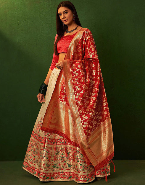 fashionable carmine pink silk wedding style lehenga choli with mandys pink silk 2862-20039 Front View