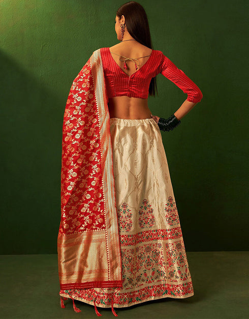 fashionable carmine pink silk wedding style lehenga choli with mandys pink silk 2862-20039 Front View