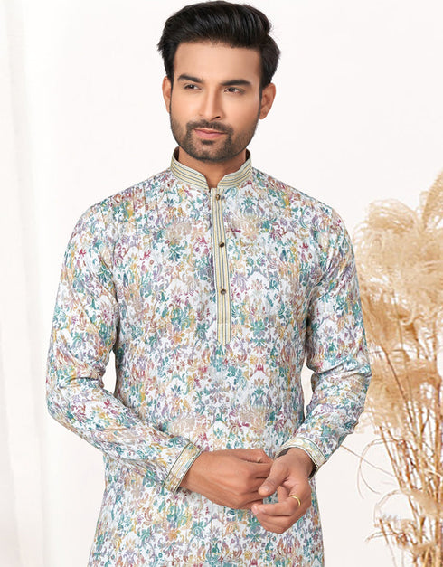 Readymade Kurta Payjama Wedding collection Grey Goose Kurta Heavy Cotton Payjama Close-up View