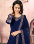 Blue Art Silk Patiyala Salwar Suit Back View