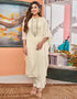 White Pant style Straight Georgette Salwar Kameez in Embroidery & Lace Work