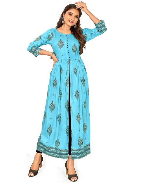 Sky Blue Heavy Designer Heavy 14 Kg Reyon Gown