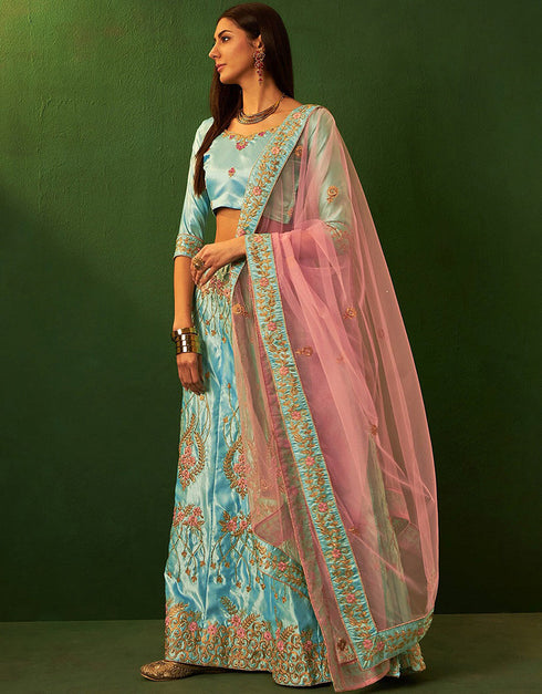 sophisticated cool grey silk wedding style lehenga choli with cool grey silk 2862-20042 Front View
