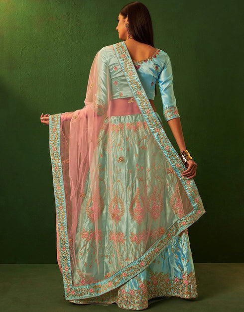 sophisticated cool grey silk wedding style lehenga choli with cool grey silk 2862-20042 Close-up View