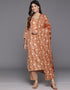 elegant brownish red blended cotton pakistani style kameez with plazo dupatta set with brownish red blended cotton 2863-20048 Front View