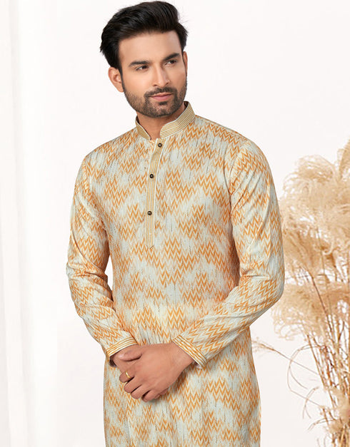 Readymade Kurta Payjama Wedding collection Harvest Gold Kurta Heavy Cotton Payjama Close-up View