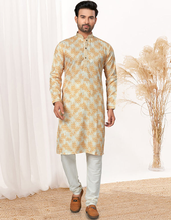 Readymade Kurta Payjama Wedding collection Harvest Gold Kurta Heavy Cotton Payjama Front View