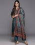 modern blue bayoux chanderi silk pakistani style kameez with plazo dupatta set with blue bayoux blended silk 2863-20051 Close-up View