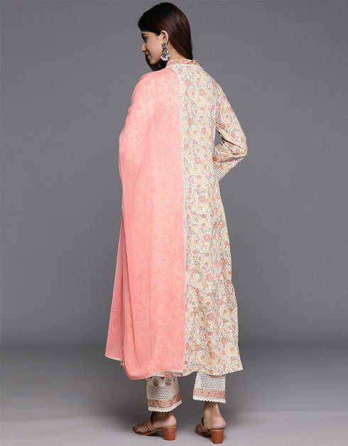 sophisticated mandys pink pure cotton pakistani style kameez with plazo dupatta set with mandys pink pure coton 2863-20052 Back View