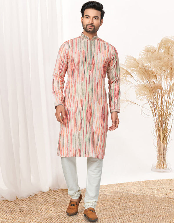 Readymade Kurta Payjama Wedding collection Brownish Pink Kurta Heavy Cotton Payjama Front View