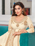 Off White Chudidar style Straight Faux Georgette Salwar Kameez in Embroidery, Stone & Lace Work Closure View