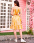 bee yellow crape trendy designer party wea readymad frock digital printed work details for one piece ie-5007 Close-up View