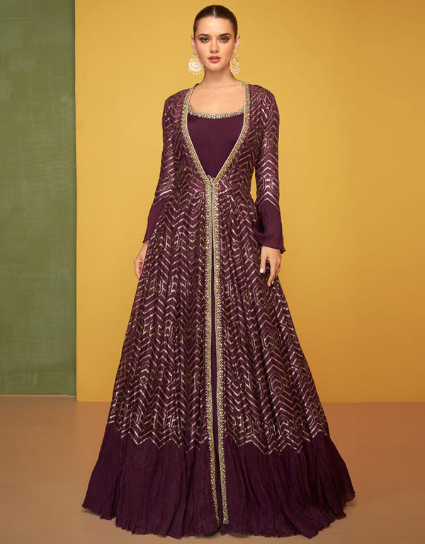 Wine Premium Silk Na Gown