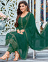 Light Green Pant style Suit Faux Georgette Salwar Kameez in Swaroshki Embroidery, Embroidery & Lace Work Closure View