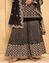 Black Palazzo style Salwar Suit Georgette Salwar Kameez in Embroidery, Stone & Lace Work Closure View
