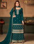 Bottle Green Faux Georgette Palazzo Suit Back View