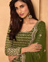 Mahendi Palazzo style Straight Georgette Salwar Kameez in Embroidery, Stone & Lace Work Closure View
