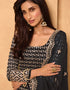 Black Palazzo style Straight Georgette Salwar Kameez in Embroidery, Stone & Lace Work Closure View