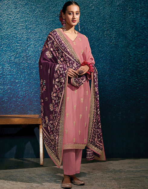 Pink Modal Silk Pant Suit