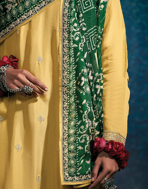 Yellow Modal Silk Pant Suit Salwar Kameez