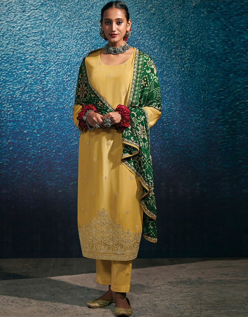 Yellow Modal Silk Pant Suit