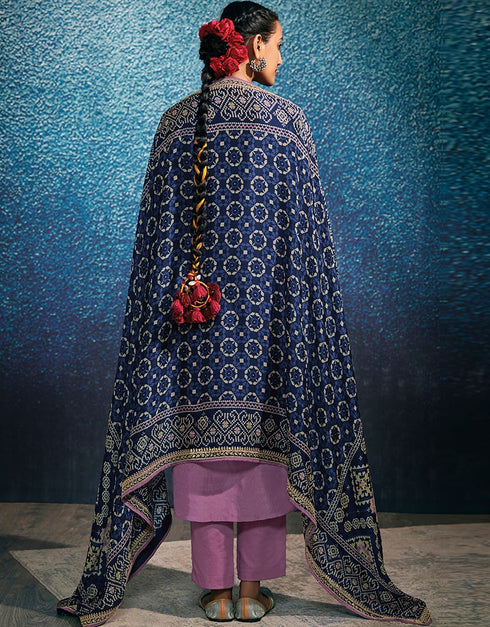 Lavender Modal Silk Pant Suit Back View