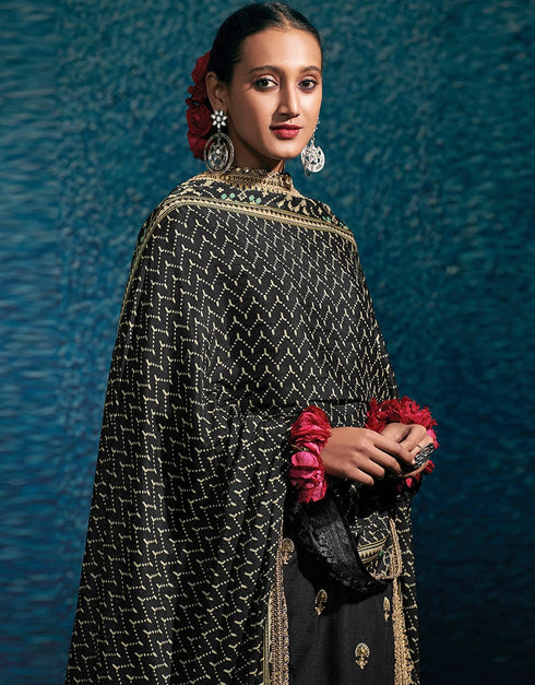 Black Modal Silk Pant Suit Back View