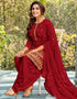 Red Patiyala style Salwar Suit Faux Georgette Salwar Kameez in Embroidery, Sequins & Lace Work Closure View
