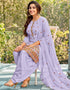 Light Lavender Patiyala style Salwar Suit Faux Georgette Salwar Kameez in Embroidery, Sequins & Lace Work Closure View