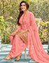 Peach Patiyala style Salwar Suit Faux Georgette Salwar Kameez in Embroidery, Sequins & Lace Work Closure View
