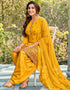 Yellow Patiyala style Salwar Suit Faux Georgette Salwar Kameez in Embroidery, Sequins & Lace Work Closure View
