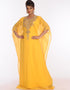 Chic Yellow Georgette Hand Embroidery Party Wear Kaftan