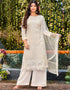 White Palazzo style Salwar Suit Faux Georgette Salwar Kameez in Embroidery & Lace Work