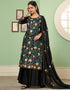 Black Palazzo style Suit Georgette Salwar Kameez in Embroidery, Heavy Sequins & Lace Work Closure View