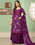 Purple Palazzo style Suit Georgette Salwar Kameez in Embroidery, Heavy Sequins & Lace Work