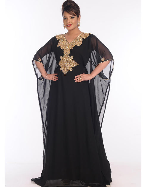 Modern Black Georgette Hand Embroidery Party Wear Kaftan