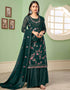 Green Palazzo style Suit Georgette Salwar Kameez in Embroidery, Heavy Sequins & Lace Work