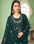 Green Palazzo style Suit Georgette Salwar Kameez in Embroidery, Heavy Sequins & Lace Work Closure View