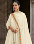 Off White Anarkali style Anarkali Semi-Stitched Suits Salwar Kameez in Embroidery, Heavy Sequins & Lace Work Closure View