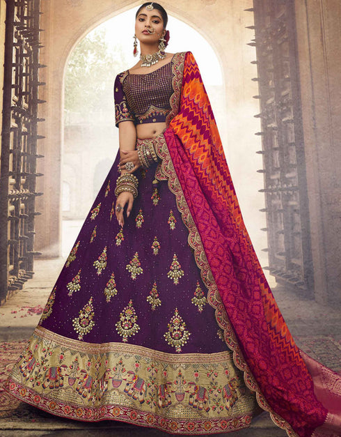Purple Viscose Lehenga Choli
