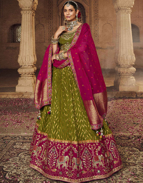 Mehendi Viscose Lehenga Choli