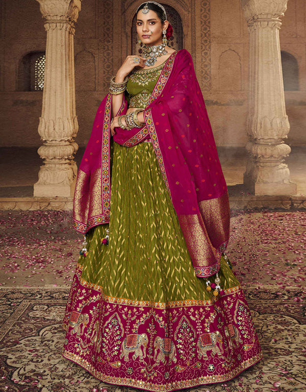 Mehendi Viscose Lehenga Choli